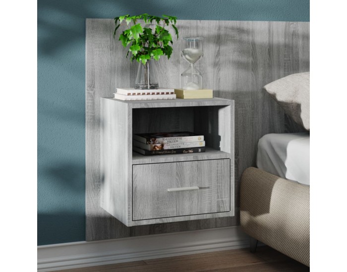 Sonata H Нощно шкафче за стенен монтаж, сив сонома