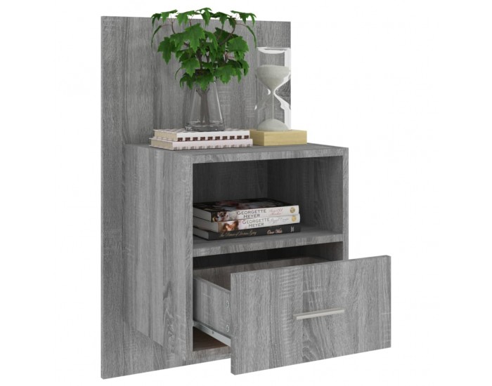 Sonata H Нощно шкафче за стенен монтаж, сив сонома