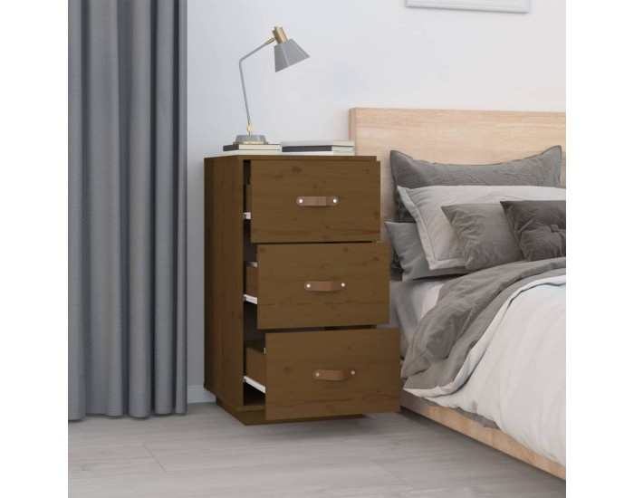 Sonata H Нощно шкафче, меденокафяво, 40x40x75 см, борово дърво масив