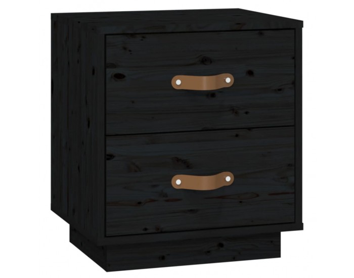 Sonata H Нощни шкафчета, 2 бр, черни, 40x34x45 см, борово дърво масив