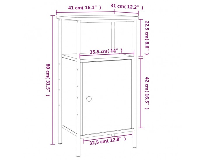 Sonata H Нощно шкафче, дъб сонома, 41x31x80 см, инженерно дърво