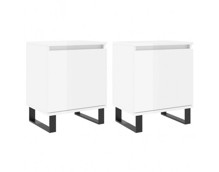Sonata H Нощни шкафчета, 2 бр, бял гланц, 40x30x50 см, инженерно дърво