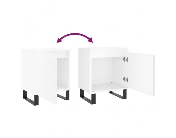 Sonata H Нощни шкафчета, 2 бр, бял гланц, 40x30x50 см, инженерно дърво