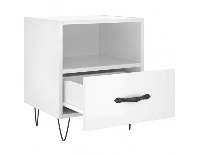 Sonata H Нощни шкафчета, 2 бр, бял гланц, 40x35x47,5 см, инженерно дърво