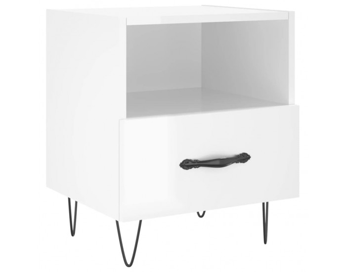 Sonata H Нощни шкафчета, 2 бр, бял гланц, 40x35x47,5 см, инженерно дърво