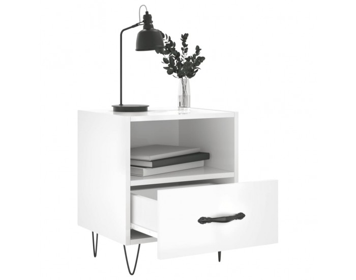 Sonata H Нощни шкафчета, 2 бр, бял гланц, 40x35x47,5 см, инженерно дърво