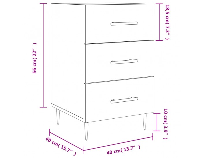 Sonata H Нощно шкафче, дъб сонома, инженерно дърво 40x40x66 см