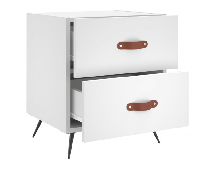 Sonata H Нощни шкафчета, 2 бр, бели, 40x35x47,5 см, инженерно дърво