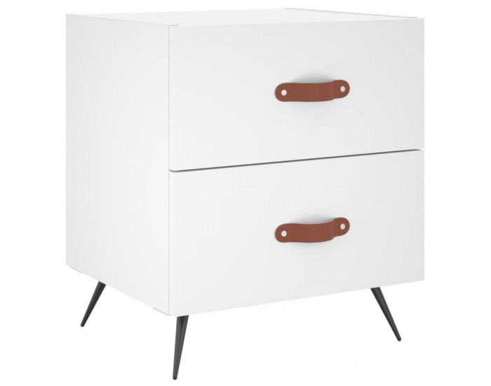 Sonata H Нощни шкафчета, 2 бр, бели, 40x35x47,5 см, инженерно дърво