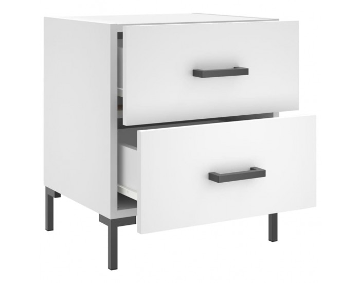 Sonata H Нощни шкафчета, 2 бр, бели, 40x35x47,5 см, инженерно дърво