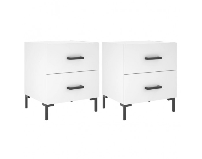 Sonata H Нощни шкафчета, 2 бр, бели, 40x35x47,5 см, инженерно дърво