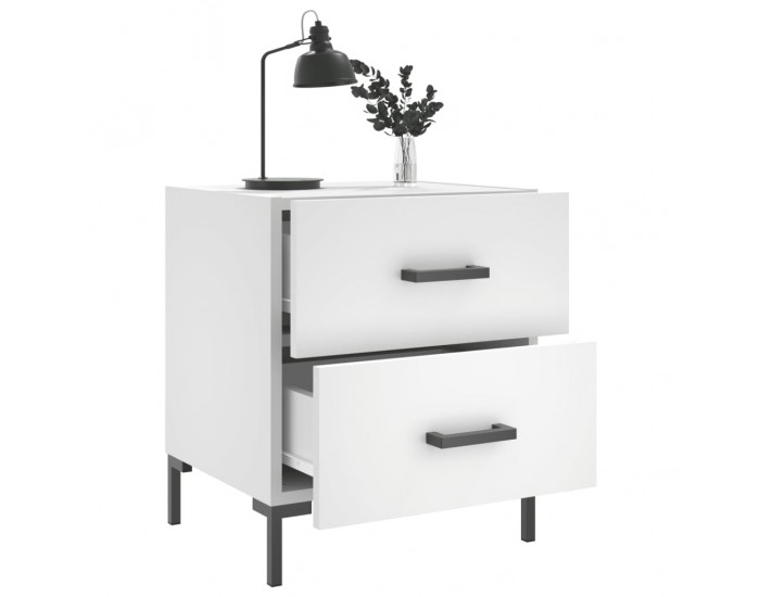 Sonata H Нощни шкафчета, 2 бр, бели, 40x35x47,5 см, инженерно дърво