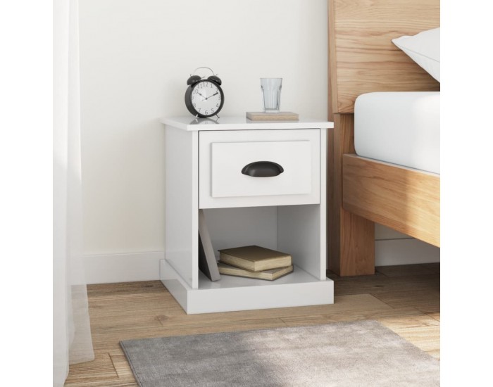 Sonata H Нощно шкафче, бял гланц, 39x39x47,5 см, инженерно дърво