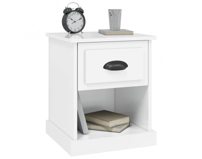 Sonata H Нощно шкафче, бял гланц, 39x39x47,5 см, инженерно дърво