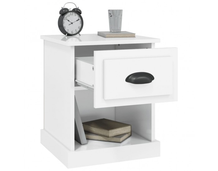 Sonata H Нощно шкафче, бял гланц, 39x39x47,5 см, инженерно дърво