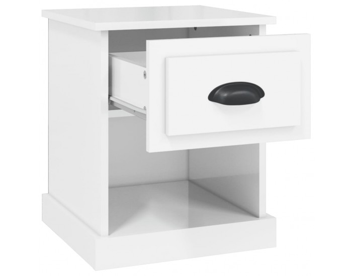 Sonata H Нощно шкафче, бял гланц, 39x39x47,5 см, инженерно дърво