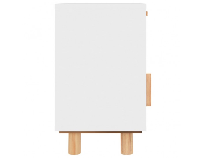 Sonata H Нощни шкафчета, 2 бр, бели, бор масив и естествен ратан