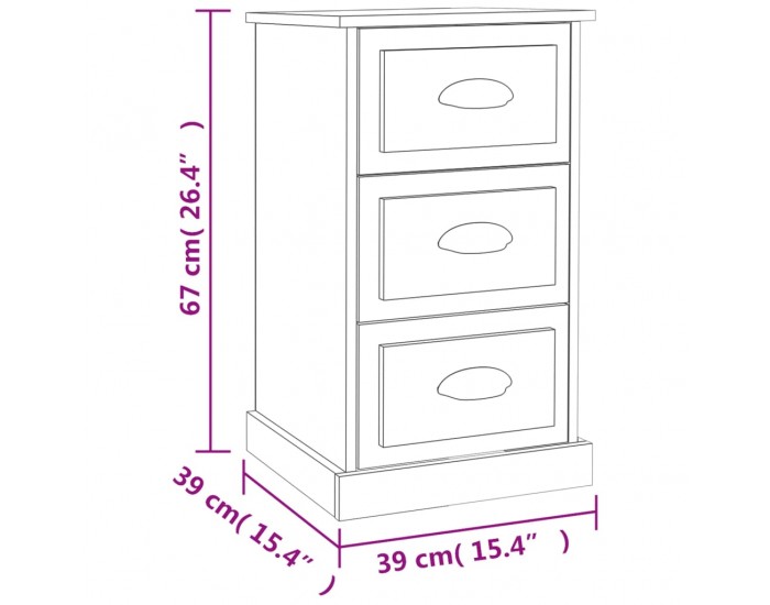Sonata H Нощно шкафче, бетонно сиво, 39x39x67 см, инженерно дърво