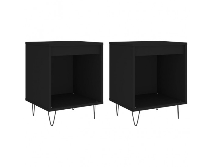 Sonata H Нощни шкафчета, 2 бр, черни, 40x35x50 см, инженерно дърво
