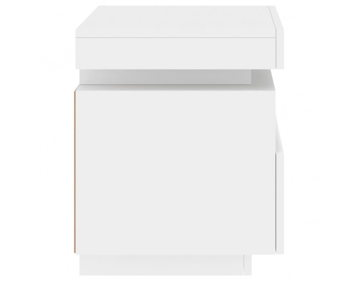 Sonata H Нощно шкафче с LED осветление, бяло, 40x39x48,5 см