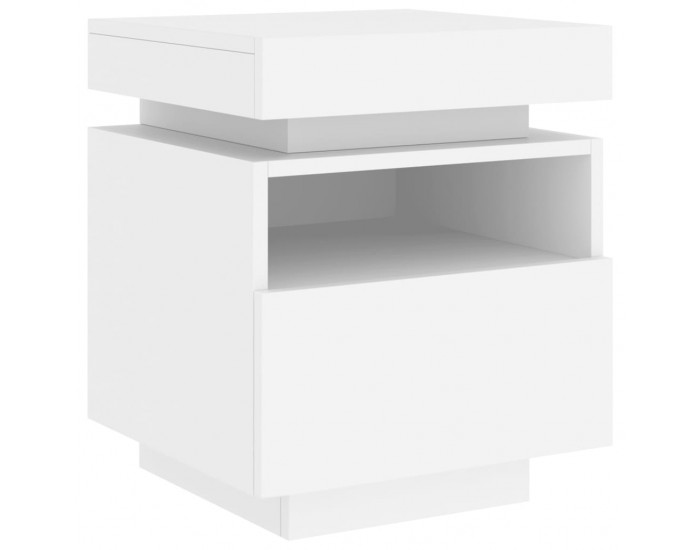 Sonata H Нощно шкафче с LED осветление, бяло, 40x39x48,5 см