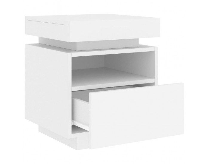 Sonata H Нощно шкафче с LED осветление, бяло, 40x39x48,5 см