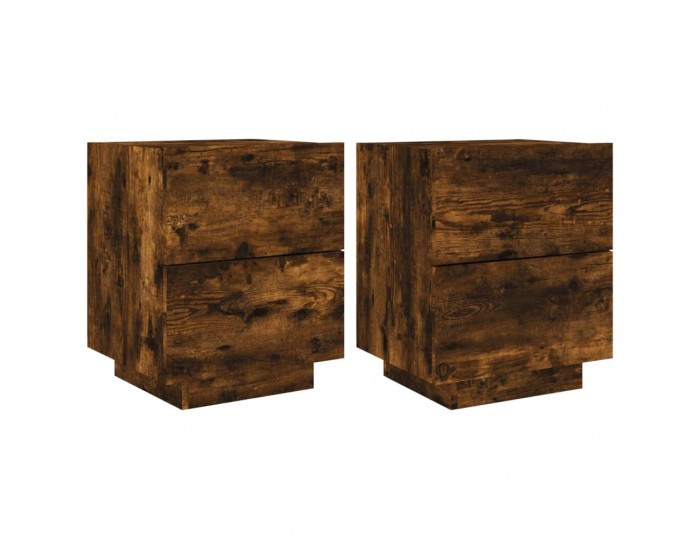 Sonata H Нощни шкафчета с LED, 2 бр, Опушен дъб, инженерно дърво