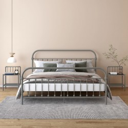 Sonata H Нощни шкафчета, 2 бр, сиво и черно, метал и стъкло - Нощни шкафчета