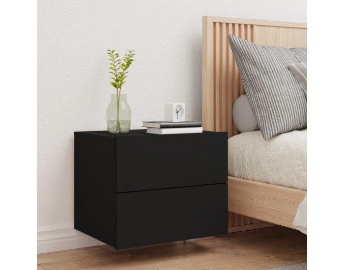 Sonata H Нощно шкафче за стена с LED светлини, черно