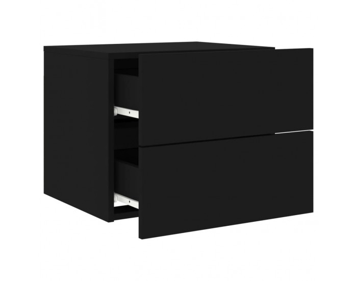 Sonata H Нощно шкафче за стена с LED светлини, черно