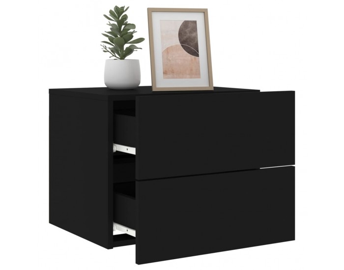 Sonata H Нощно шкафче за стена с LED светлини, черно