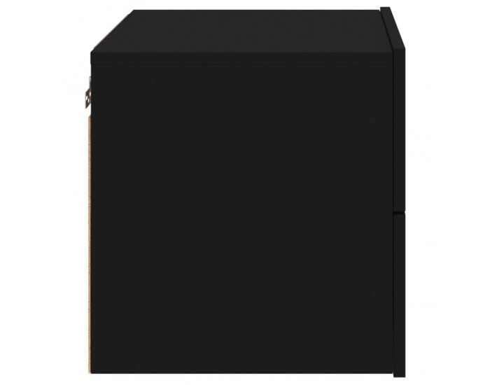 Sonata H Нощно шкафче за стена с LED светлини, черно