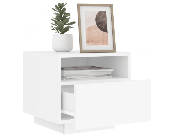 Sonata H Нощни шкафчета с LED осветление, 2 бр, бели, 40x39x37 см