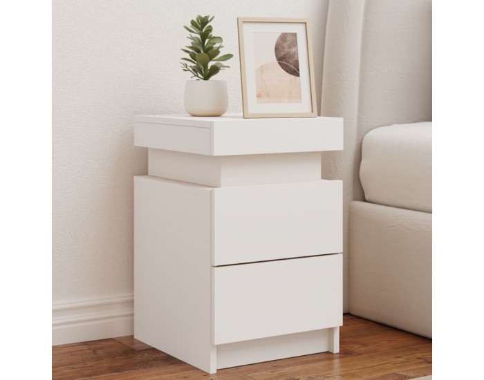 Sonata H Нощни шкафчета с LED осветление, 2 бр, бели, 35x39x55 см