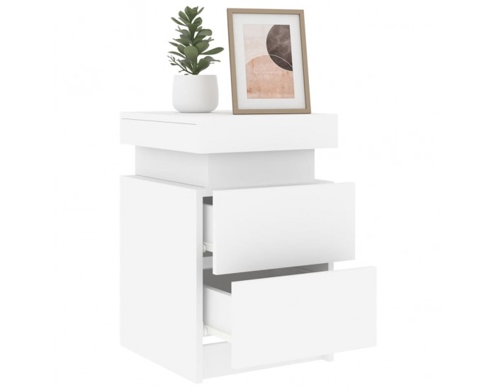 Sonata H Нощни шкафчета с LED осветление, 2 бр, бели, 35x39x55 см
