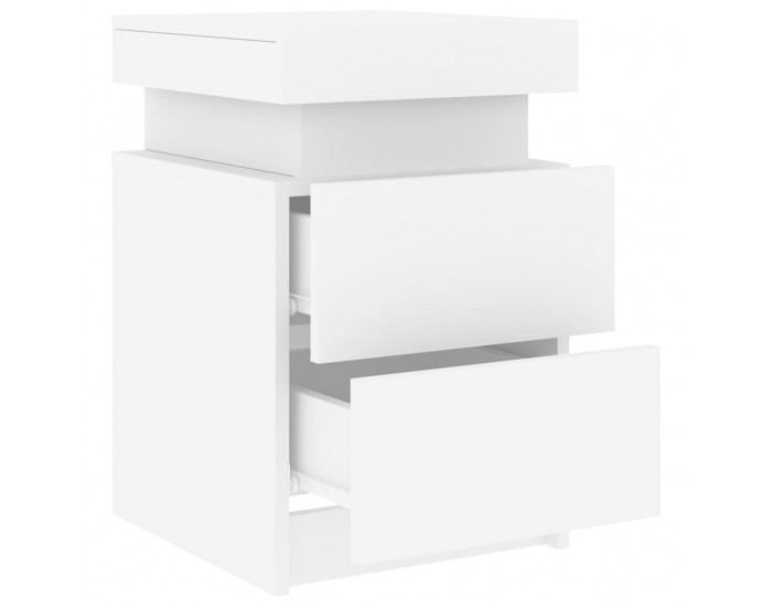 Sonata H Нощни шкафчета с LED осветление, 2 бр, бели, 35x39x55 см