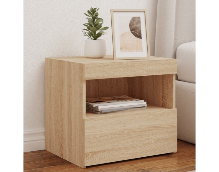 Sonata H Нощно шкафче с LED осветление, дъб сонома, 50x40x45 см