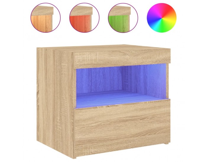 Sonata H Нощно шкафче с LED осветление, дъб сонома, 50x40x45 см