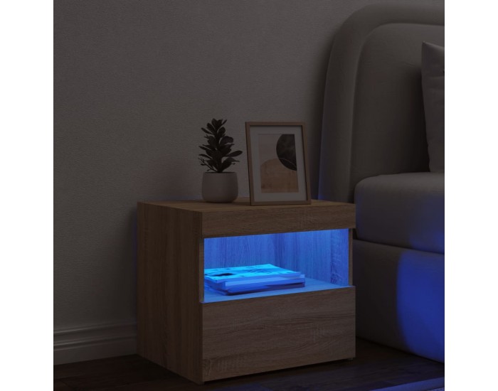 Sonata H Нощно шкафче с LED осветление, дъб сонома, 50x40x45 см