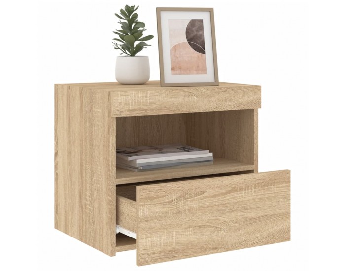 Sonata H Нощно шкафче с LED осветление, дъб сонома, 50x40x45 см