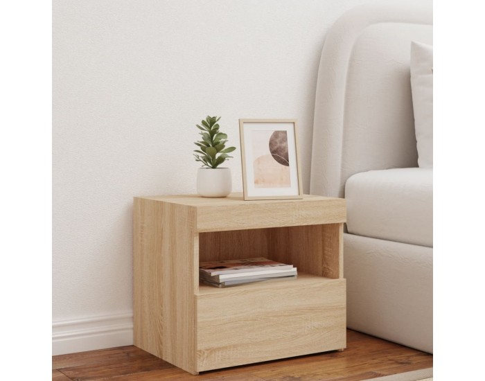 Sonata H Нощно шкафче с LED осветление, дъб сонома, 50x40x45 см