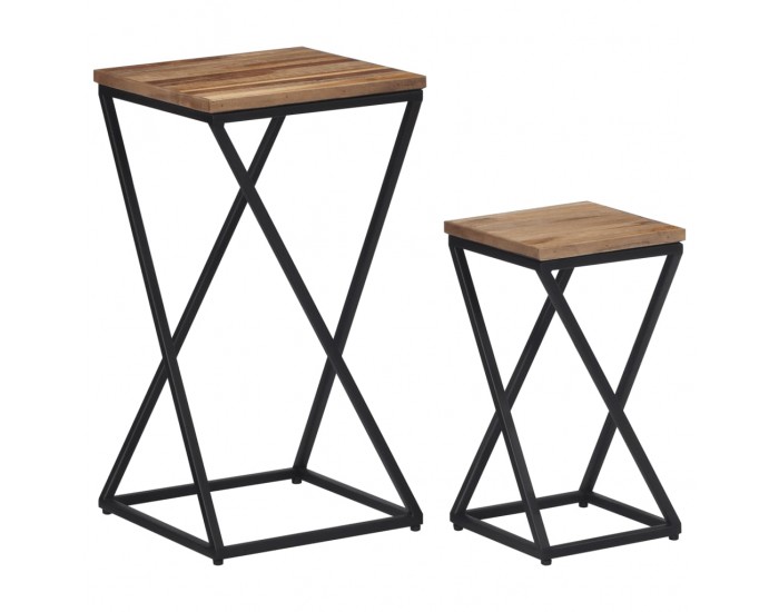 Sonata H Странични маси, 2 бр, регенерирано тиково дърво масив