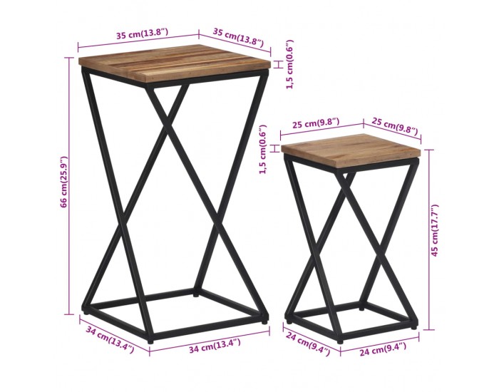 Sonata H Странични маси, 2 бр, регенерирано тиково дърво масив