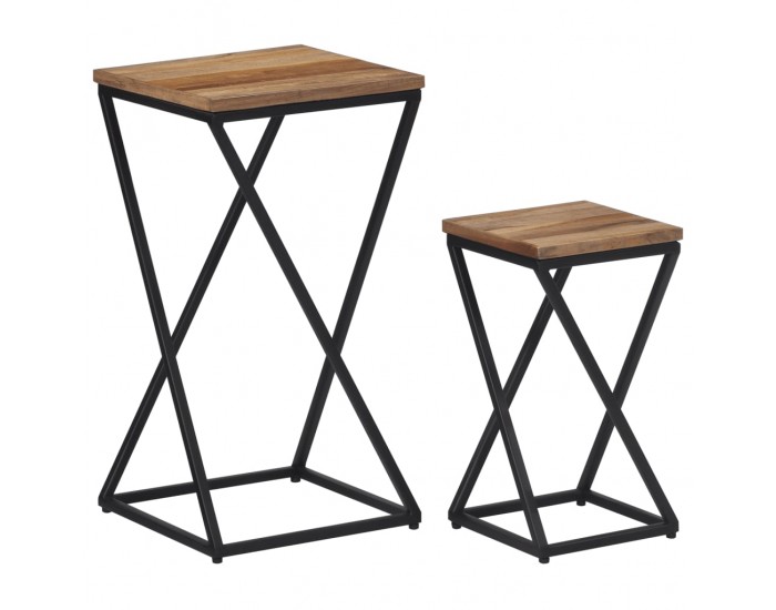 Sonata H Странични маси, 2 бр, регенерирано тиково дърво масив