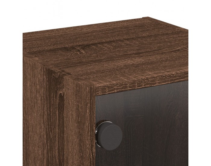 Sonata H Нощни шкафчета със стъклени врати 2 бр кафяв дъб 35x37x35 см