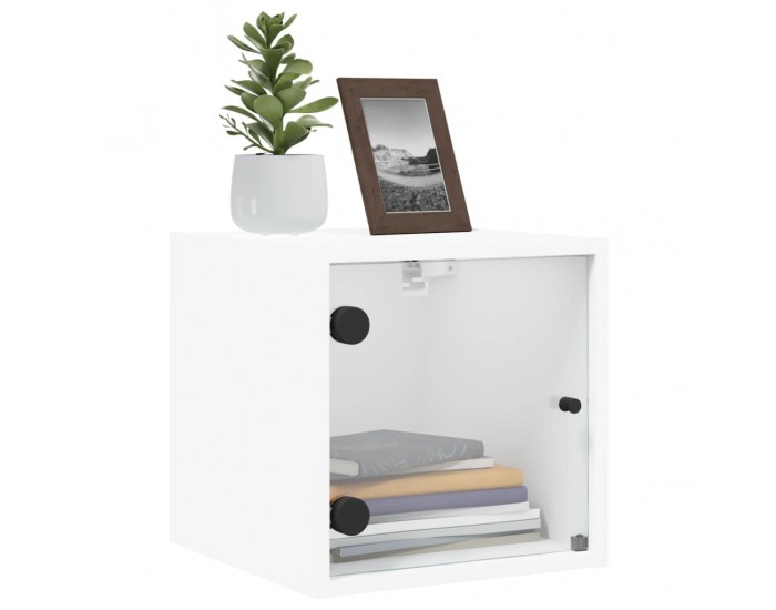 Sonata H Нощни шкафчета със стъклени врати 2 бр бяло 35x37x35 см