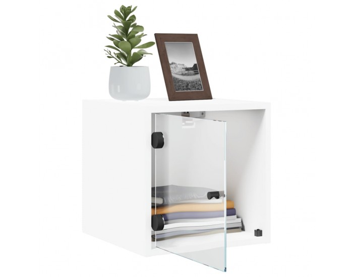 Sonata H Нощни шкафчета със стъклени врати 2 бр бяло 35x37x35 см