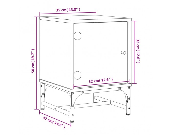 Sonata H Нощно шкафче със стъклена врата бяло 35x37x50 см