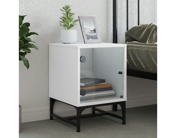 Sonata H Нощно шкафче със стъклена врата бяло 35x37x50 см