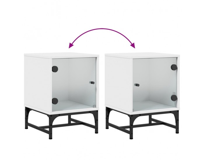 Sonata H Нощно шкафче със стъклена врата бяло 35x37x50 см